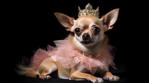 Premium AI Image | Chihuahua Dog Wearing A Princess Costume And A Tiara ...