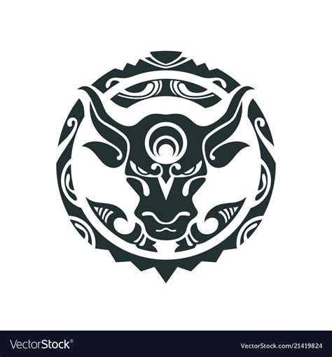 Tattoo of a bull in polynesian style Royalty Free Vector