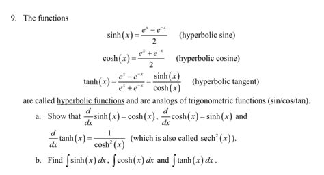 Solved The Functions Sin X E X E X Hyperbolic Chegg