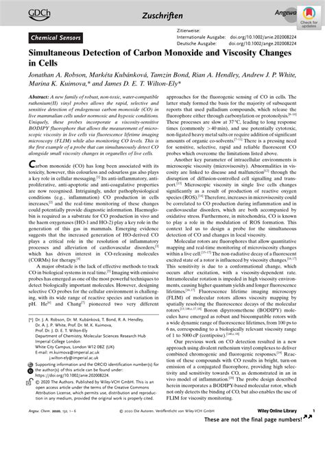 Pdf Simultaneous Detection Of Carbon Monoxide And Viscosity Changes