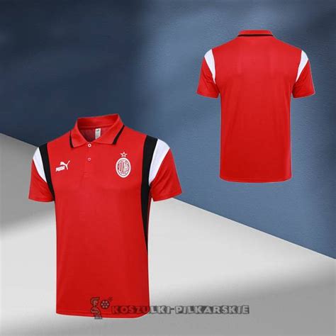 Polo Komplet Ac Milan Treningowa Czerwony Bialy Czarny 2023 2024