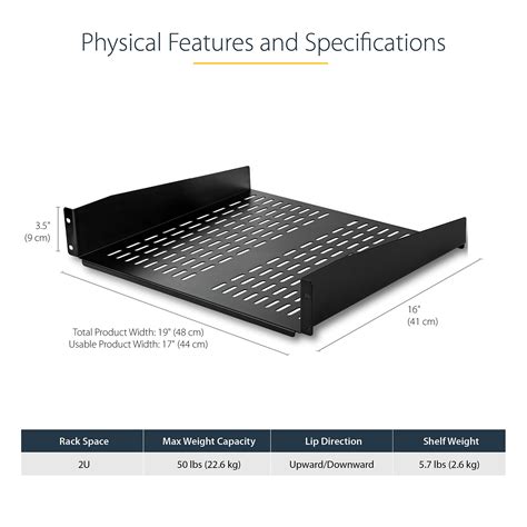 StarTech 2U Server Rack Shelf Universal Vented Rack Mount