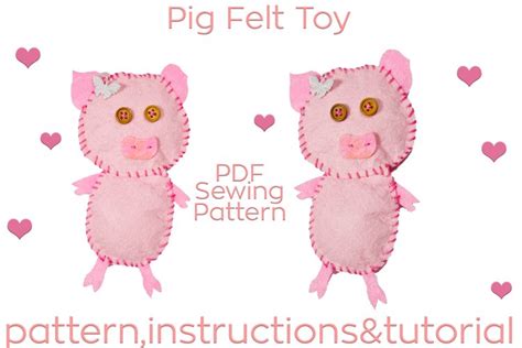 Pig Felt Toy Ornament Sewing Pattern Pdf Holiday Svg