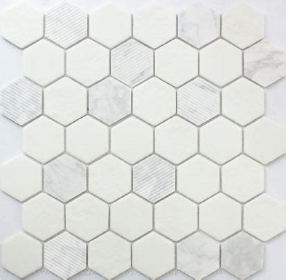 Roca Rock Art Mosaic Hexagon X Carrara