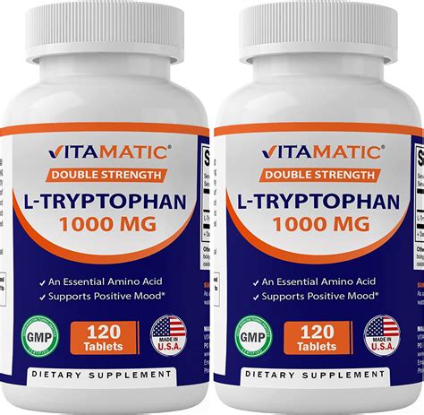 Vitamatic L Tryptophan 1000mg 120 Tablets Pack Of 1 2 Bottles