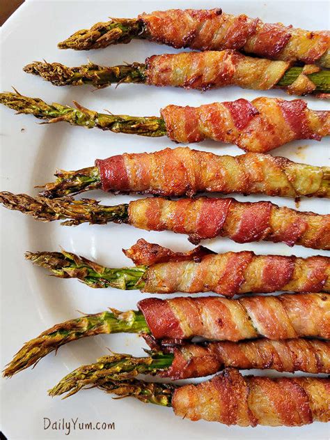 Air Fryer Bacon wrapped asparagus - Daily Yum