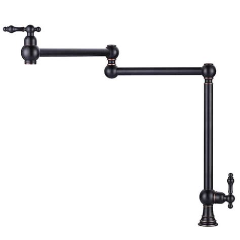 WOWOW Oil Rubbed Bronze Deck Mounted Pot Filler With Double Handle And