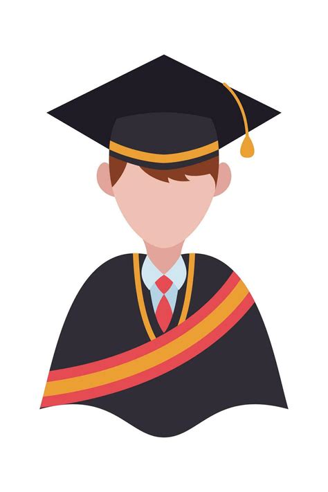 Graduate Student Cartoon Avatar On White Background Elements