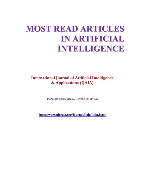 MOST READ ARTICLES IN ARTIFICIAL INTELLIGENCE - INTERNATIONAL JOURNAL ...