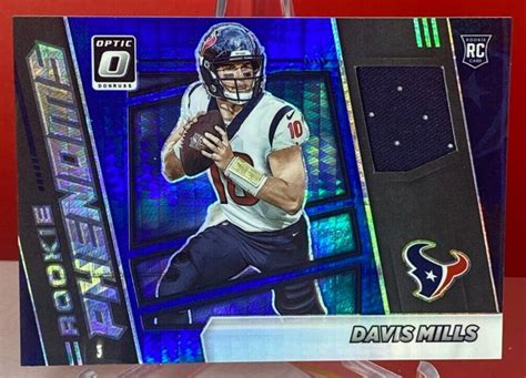 2021 Donruss Optic Davis Mills Rookie Phenoms Blue Hyper Prizm Patch