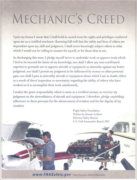 Aircraft Mechanics Creed Is An Oath By Every Aircraft Mechanic