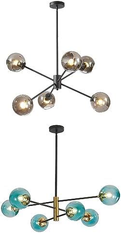 BOKT Mid Century Modern Matte Black Sputnik Chandelier Vintage Smoke