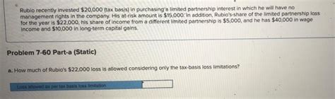 Solved Rubio Recently Invested Tax Basjs In Chegg