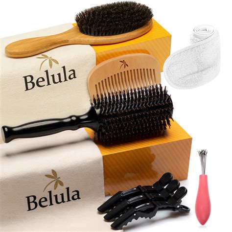 Belula Add Shine Texture And Volume To Your Hair Set 100 Boar Bristle Hair Brush