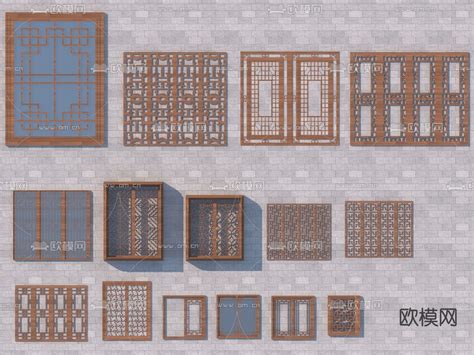 中式镂花窗 花格窗3d模型下载id140393243dmax免费模型 欧模网