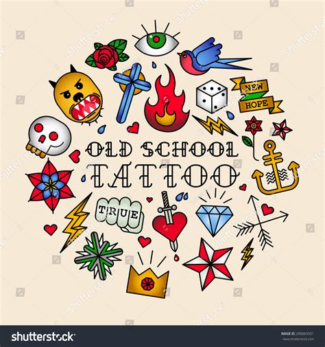 Old School Tattoo Vector Illustration 库存矢量图（免版税）290063501 Shutterstock