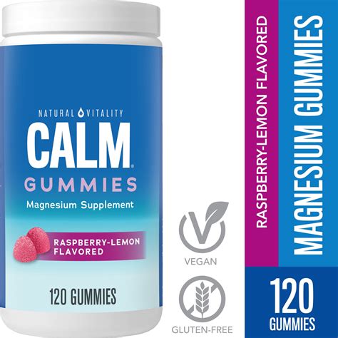 Natural Vitality CALM Magnesium Gummies For Stress Relief Raspberry