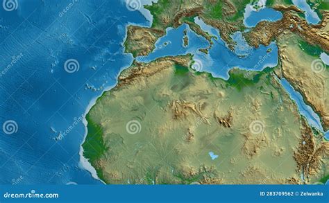 Globe Centered On Algeria Neighborhood Physical Map Stock Illustration