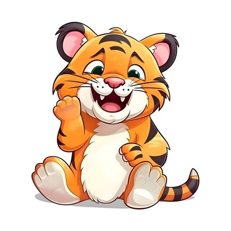 Tigre De Dessin Animé Mignon Assis Sur Une Illustration Vectorielle De