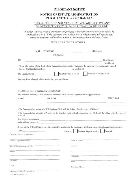 Fillable Online Lackawannacounty NOTICE OF EST ATE ADMINISTRATION Fax