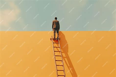 Premium AI Image | a person climbing up a ladder career growth concept