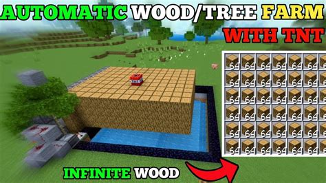 AUTOMATIC TNT WOOD TREE FARM IN MINECRAFT BEDROCK 1 19 Tutorial MCPE