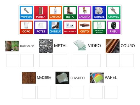 Materiais E Seus Objetos Ordenar Por Grupo