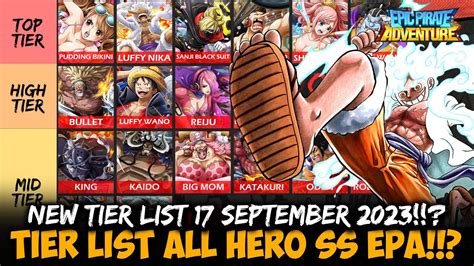 New Tier List Hero Ss Epic Pirate Adventure Terupdate September