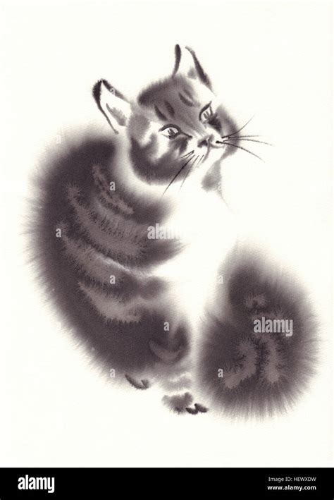 black cat watercolor illustration Stock Photo - Alamy