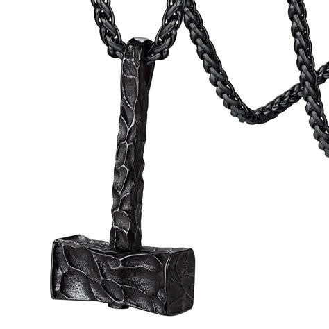 Faithheart Mjolnir Thor Hammer Pendant Necklace For Men Stainless Steel