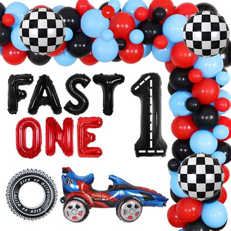 Race Car Decoraciones para fiesta de primer cumpleaños para niños Fast