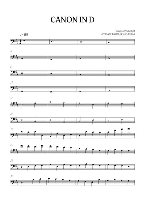 Pachelbel Canon In D • Trombone Sheet Music By Johann Pachelbel Trombone Solo Digital Sheet