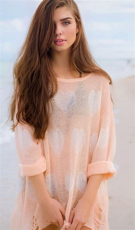 Скачать обои girl summer beach sunset model pretty face brunette
