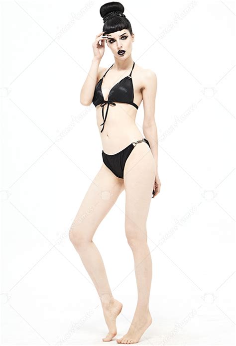 Devil Fashion Punk Gothic Bikini Gothic Swimwear Black Low Waist Emo Bikini Bottom Plus Size
