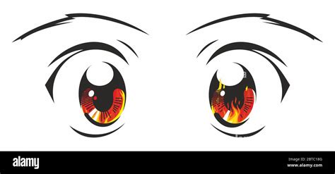 Abstract Cute Anime Girl Fire Red Eyes Stock Vector Image & Art - Alamy