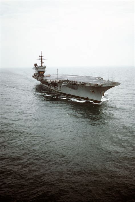 A Starboard Bow View Of The Aircraft Carrier Uss John F Kennedy Cv