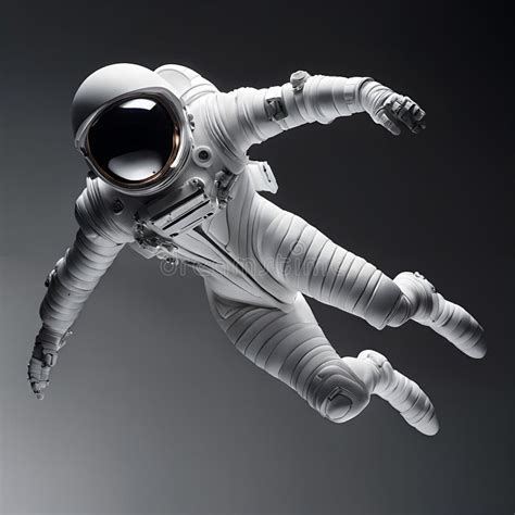 An Astronaut Clad In A Meticulously Designed White Space Suit Stock