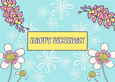 Personalized Happy Birthday Flower Design Postcards And Envelopes Etsy