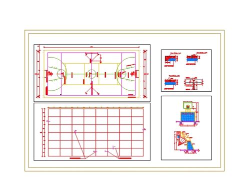 Cancha De Usos Multiples En Autocad Librer A Cad