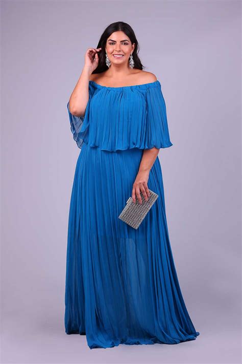 Vestido De Festa Plus Size Azul Noa Arthur Caliman