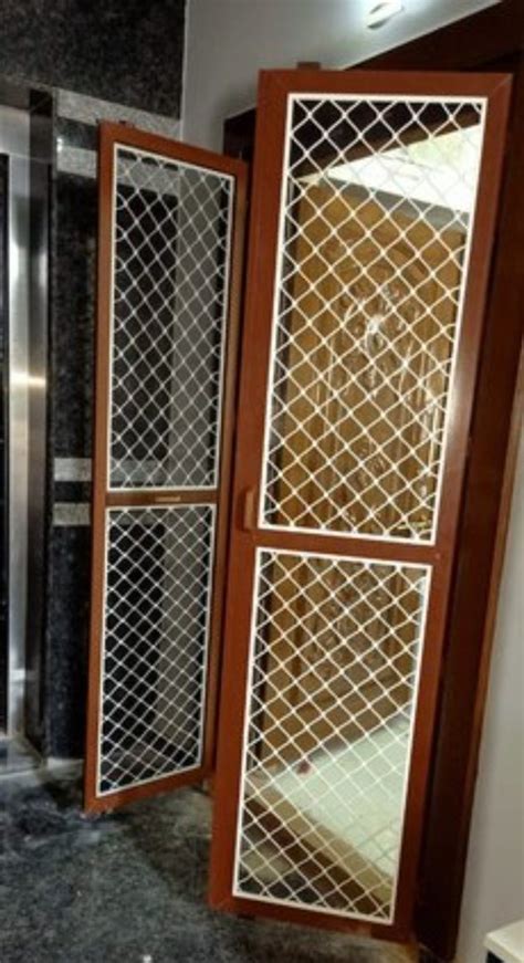 Polished Aluminium Mosquito Net Grill Door For Home Thickness Mm