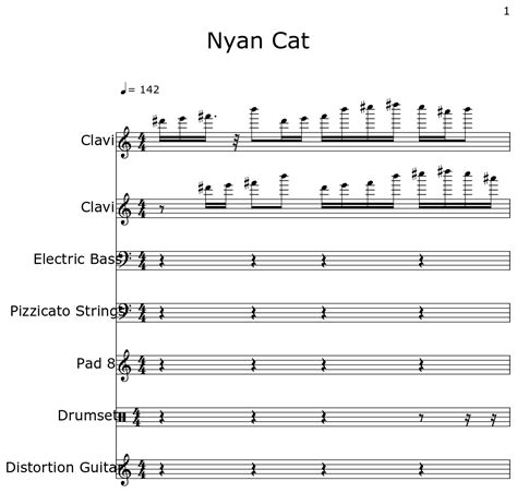 Nyan Cat - Sheet music for Electric Bass, Distortion Guitar