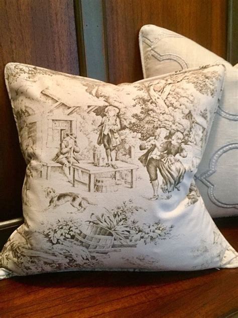 Stof Festin Beige Toile Pillow Cover Brown French Country Etsy