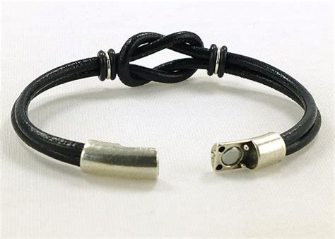 Black Celtic Leather Bracelet Infinity Knot Bracelet Unisex Etsy