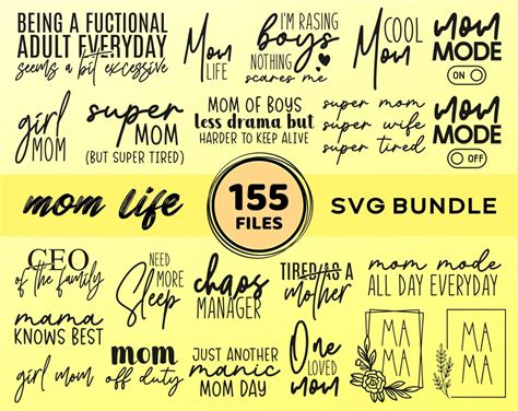 Mom Svg Bundle Mom Life Svg Mama Svg Funny Mom Svg Mom Etsy