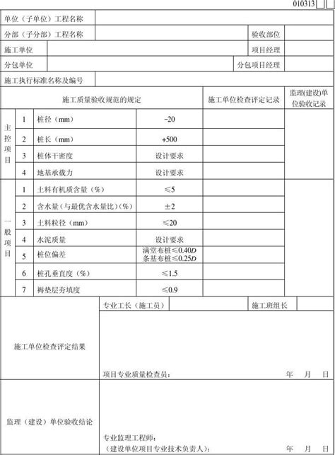 22夯实水泥土桩复合地基工程检验批质量验收记录表word文档在线阅读与下载无忧文档