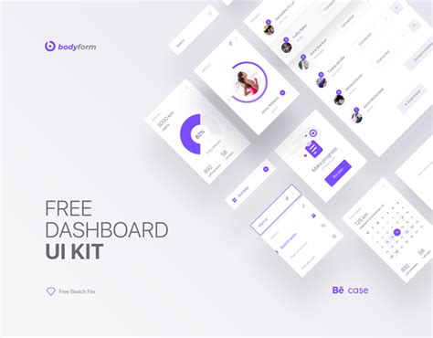 Fitness Dashboard UI Kit Sketch Resource Freebie Supply