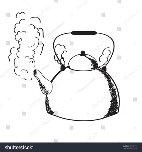 A Boiling Kettle And Steam On A White Background Stock Vector