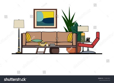 Vector Elevation View Modern Living Room Stock Vector Royalty Free 1719091021 Shutterstock