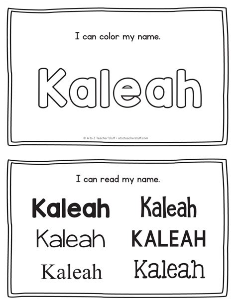 Kaleah – Name Printables for Handwriting Practice | A to Z Teacher ...